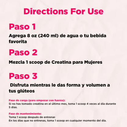 Creatina para mujeres- Fórmula especial para aumentar los glúteos